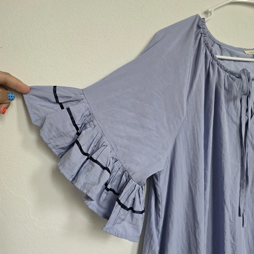 Jofifl Light Blue Solid Short Sleeve Pocketed Dress Large - Picture 7 of 13